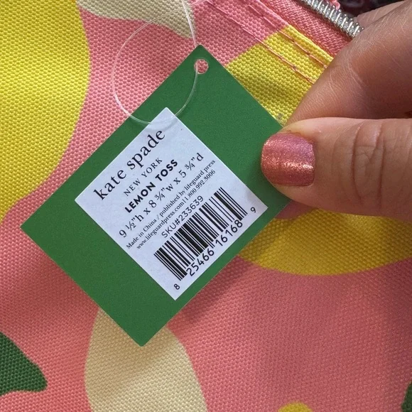 Kate Spade Pink Lunch Tote with Lemon Print - Picture 3 of 3